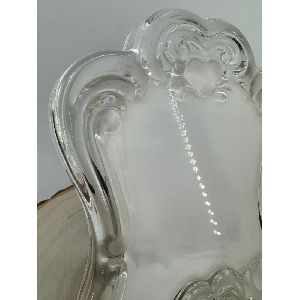 Vintage Clear Glass Picture Frame 5x5.5 Heart Scroll Victorian Style Easel